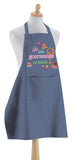tablier de cuisine je suis gourmande jeans, colore jeans, taglia 90 x 72. grembiule su sfondo neutro per una visione chiara del prodotto