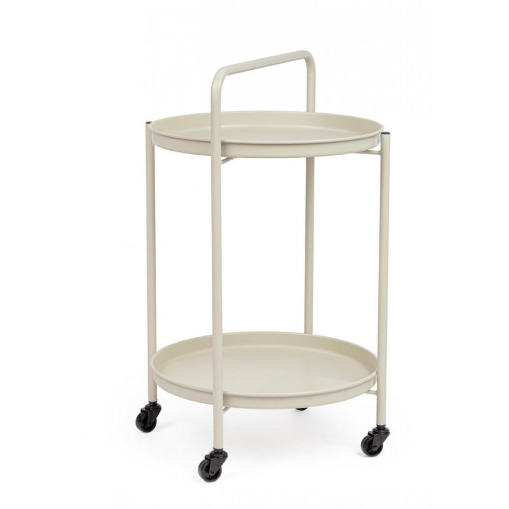 carrello pieghevole austin in acciaio beige, con vassoio, vista frontale del prodotto