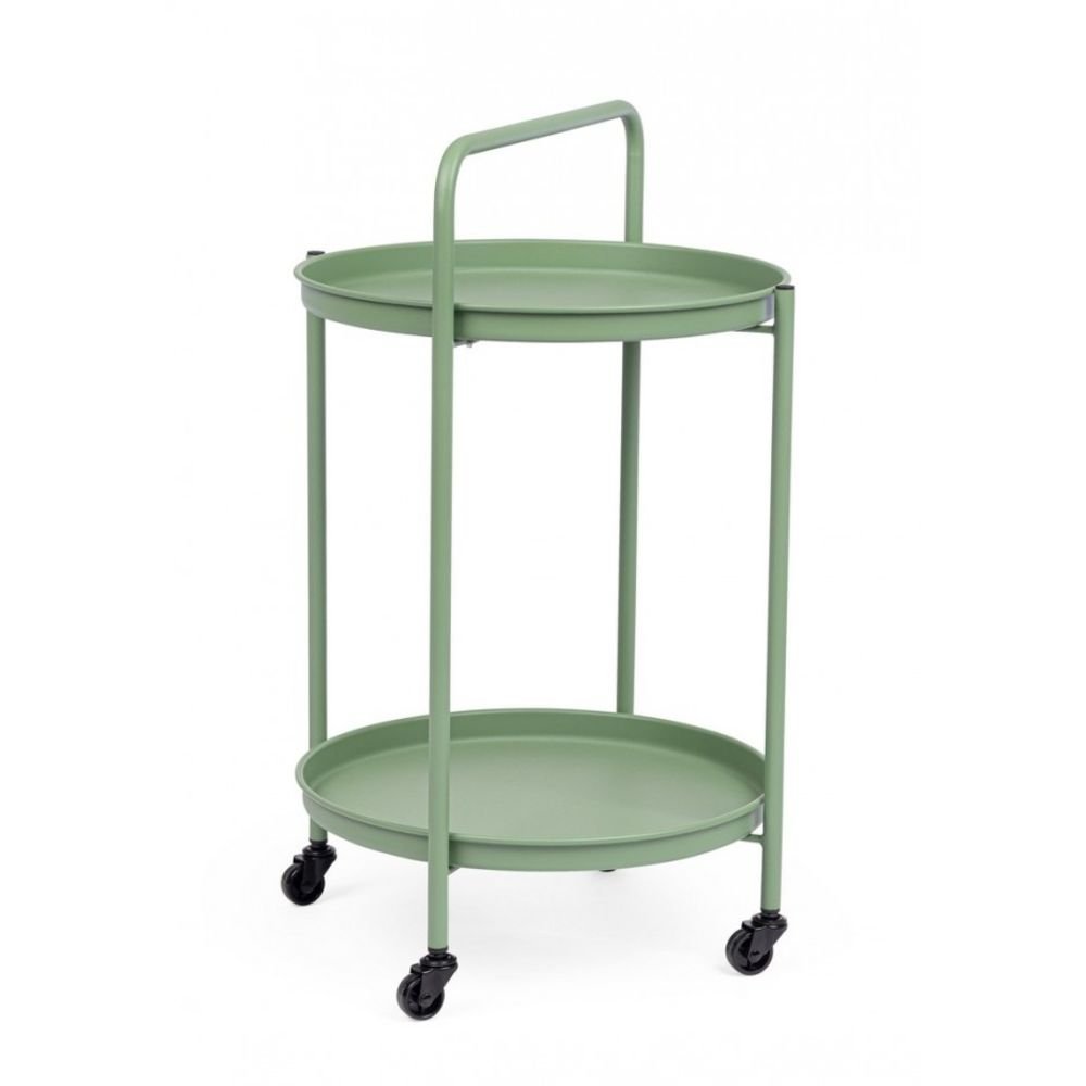 carrello pieghevole austin in acciaio verde, con vassoio, vista frontale del prodotto