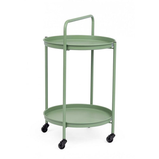 carrello pieghevole austin in acciaio verde, con vassoio, vista frontale del prodotto