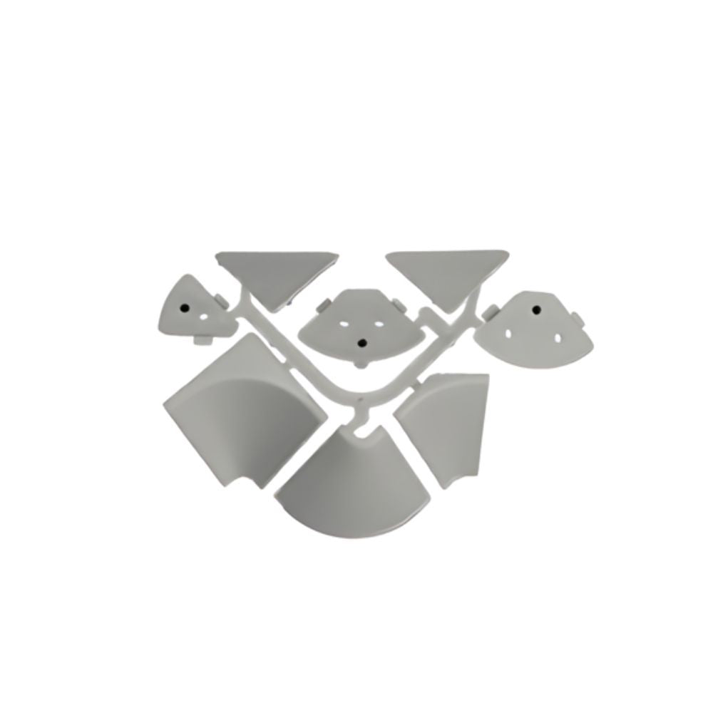 accessori alzatina triangolare colore grigio alluminio, alzatina in primo piano, ideale per completare il piano cucina