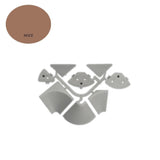 accessori alzatina triangolare colore noce, alzatina in primo piano, ideale per completare il piano cucina