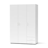 armadio 3 ante 2 cassetti seba 3 colore bianco, dettaglio delle ante e finiture dell’armadio