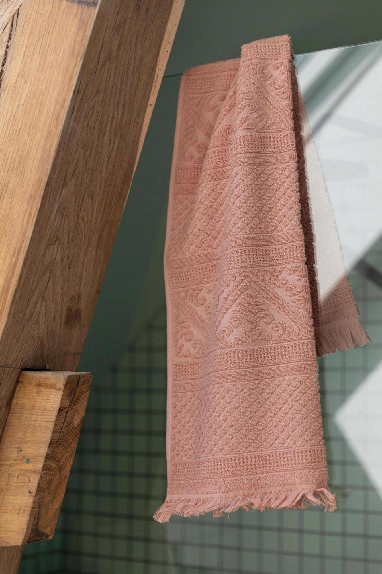 asciugamano da bagno zoe argilla, colore argilla, taglia 50 x 100. perfetto per il bagno quotidiano o la palestra