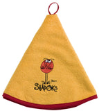 asciugamani shadoks giallo, colore giallo, taglia diamètre 60. asciugamano piegato su sfondo neutro per una visione pulita del prodotto