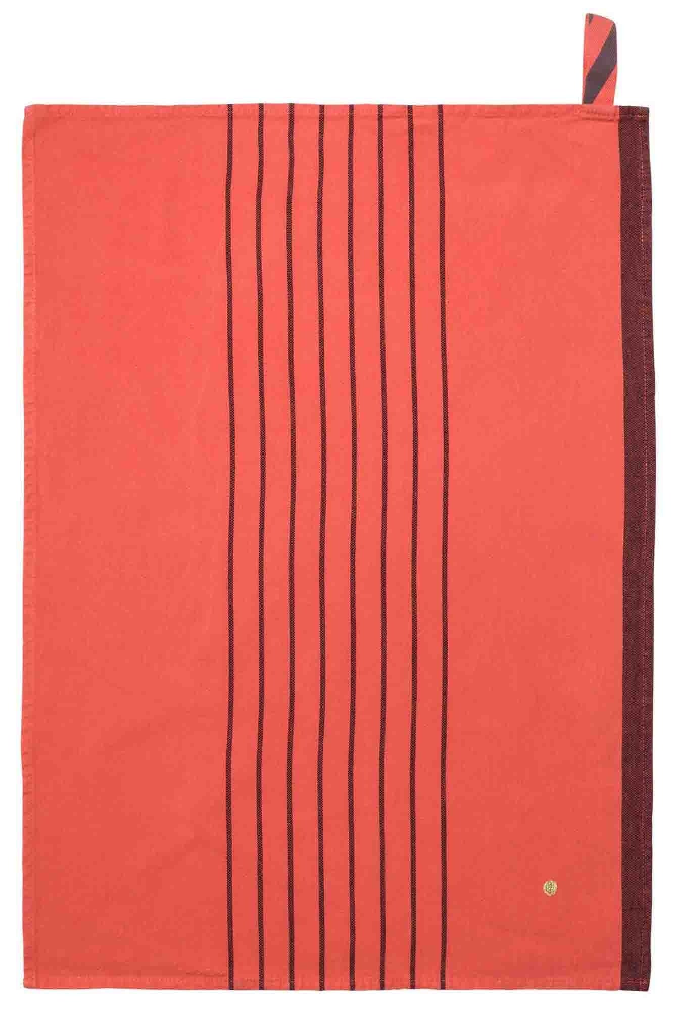 strofinaccio piero corallo, colore corallo, taglia 50 x 70. asciugamano piegato su sfondo neutro per una visione pulita del prodotto