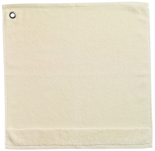asciugamano con occhiello curl avorio, colore avorio, taglia 50 x 50. asciugamano piegato su sfondo neutro per una visione pulita del prodotto
