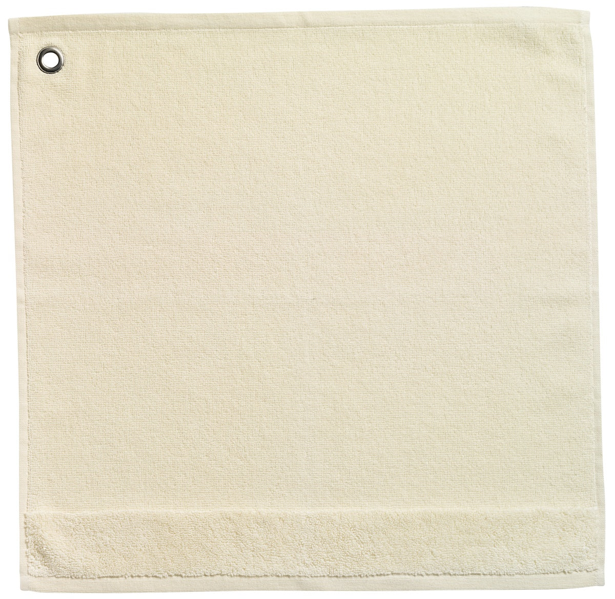 asciugamano con occhiello curl avorio, colore avorio, taglia 50 x 50. asciugamano piegato su sfondo neutro per una visione pulita del prodotto