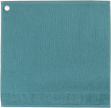 asciugamano con occhiello curl lichene, colore lichene, taglia 50 x 50. asciugamano piegato su sfondo neutro per una visione pulita del prodotto