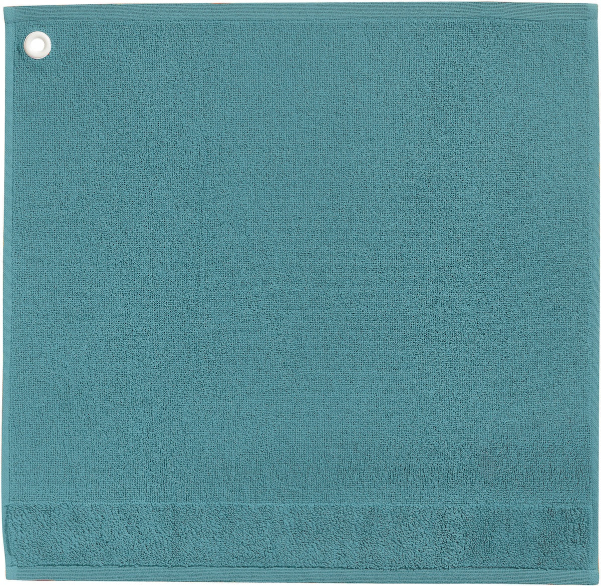 asciugamano con occhiello curl lichene, colore lichene, taglia 50 x 50. asciugamano piegato su sfondo neutro per una visione pulita del prodotto