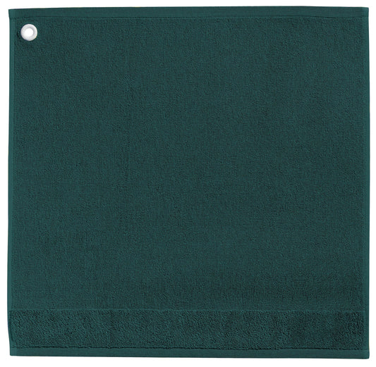 asciugamano con occhiello curl abete, colore abete, taglia 50 x 50. asciugamano piegato su sfondo neutro per una visione pulita del prodotto