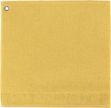 asciugamano con occhiello curl sole, colore sole, taglia 50 x 50. asciugamano piegato su sfondo neutro per una visione pulita del prodotto