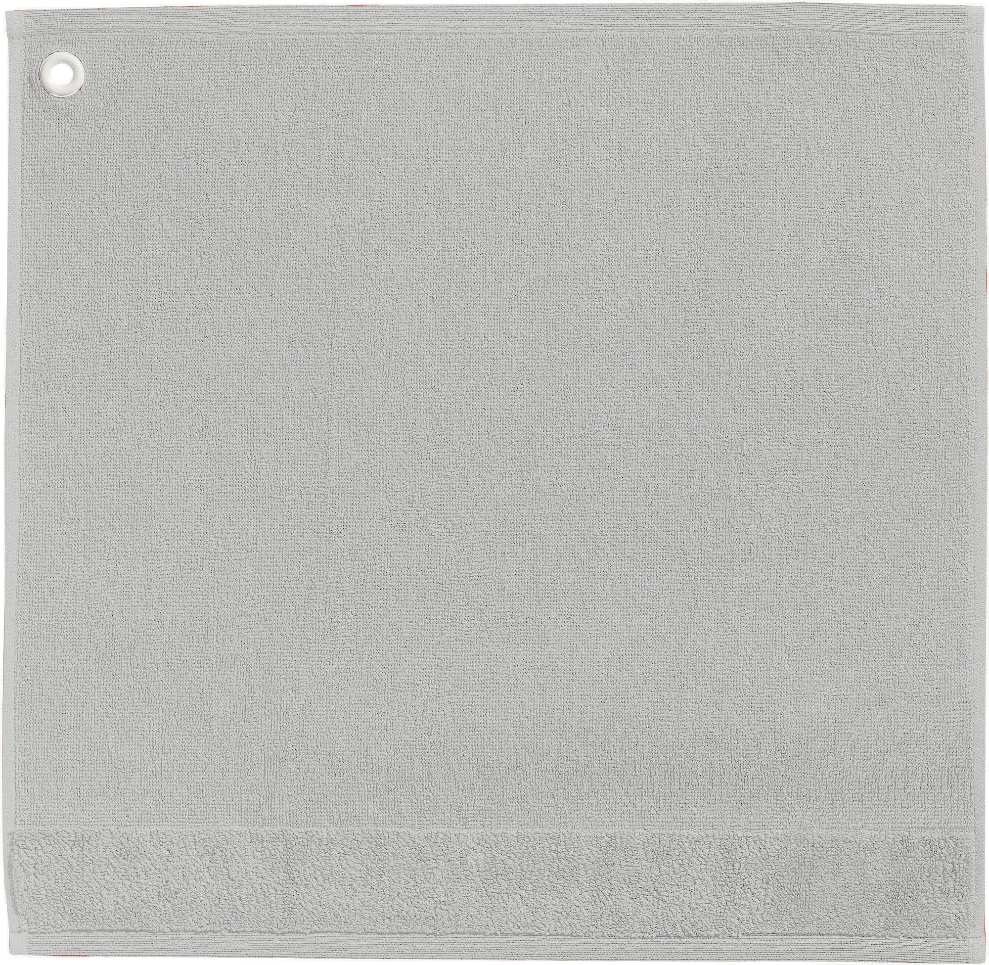 asciugamano con occhiello curl perla, colore perla, taglia 50 x 50. asciugamano piegato su sfondo neutro per una visione pulita del prodotto