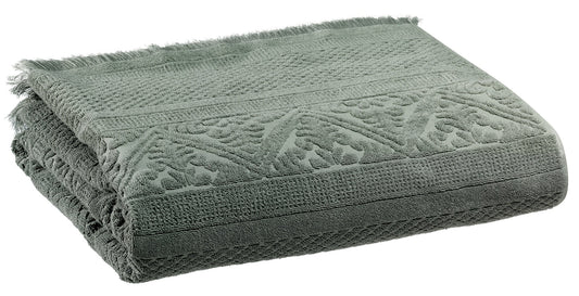 asciugamano da bagno zoe timo, colore timo, taglia 100 x 180. asciugamano piegato su sfondo neutro per una visione pulita del prodotto