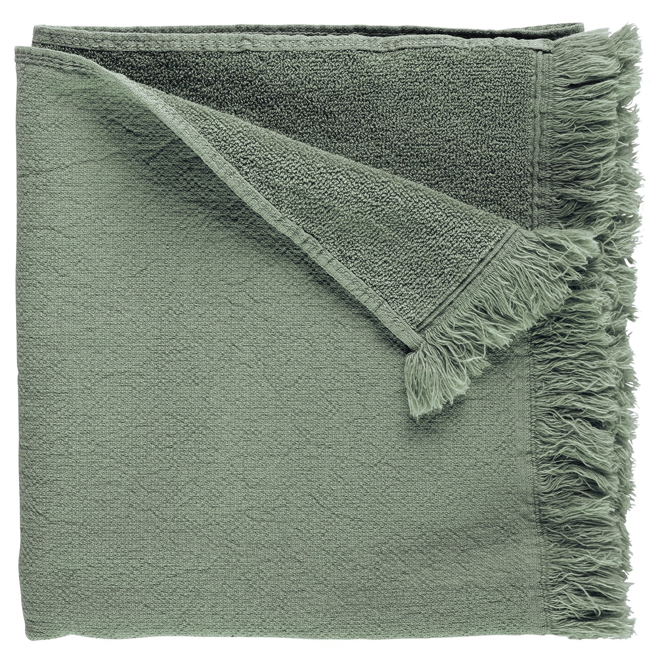 asciugamano luna verde detox, colore verde detox, taglia 100 x 50. asciugamano piegato su sfondo neutro per una visione pulita del prodotto