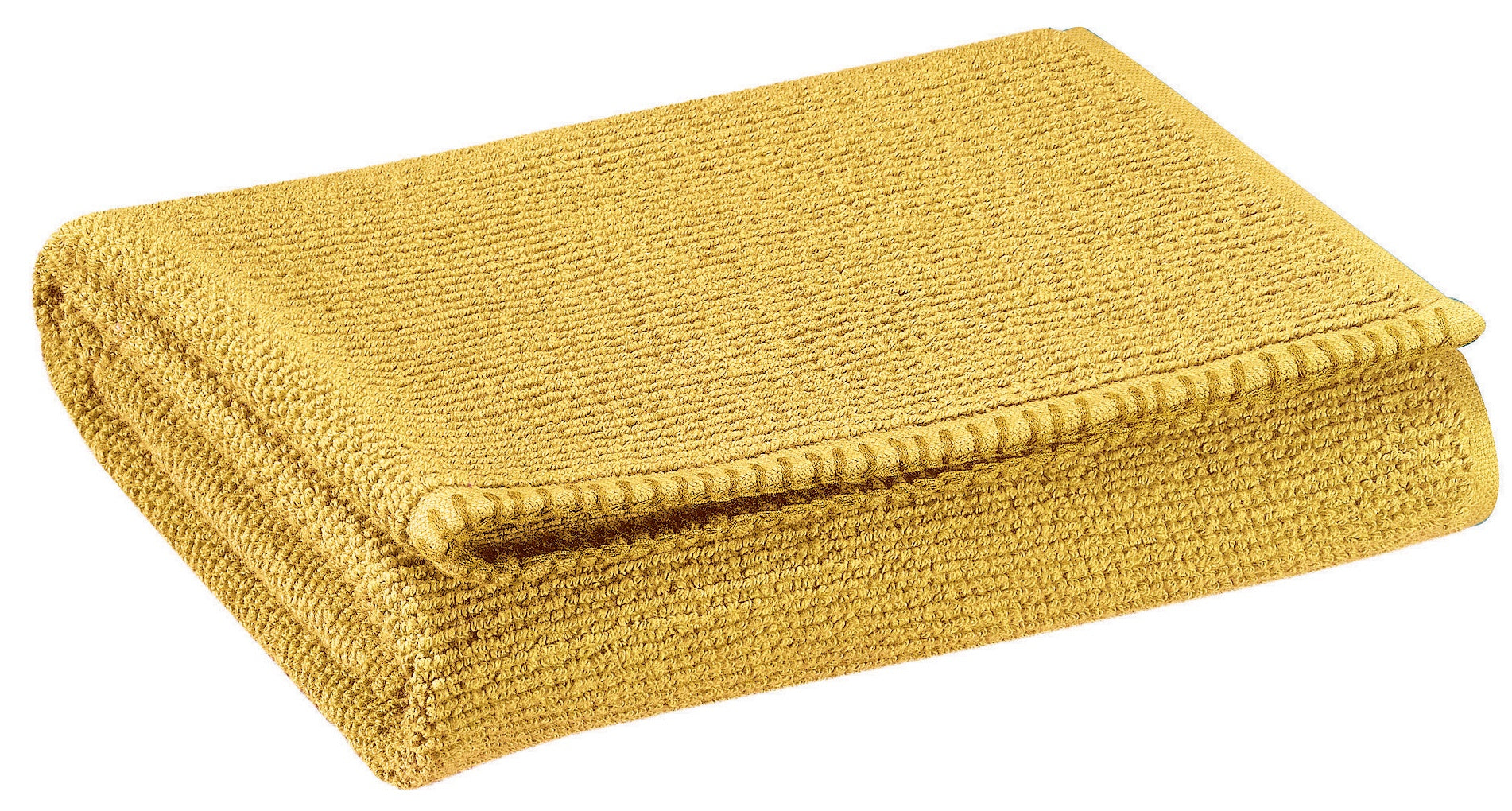 asciugamano da doccia bora curry, colore curry, taglia 70 x 130. asciugamano piegato su sfondo neutro per una visione pulita del prodotto