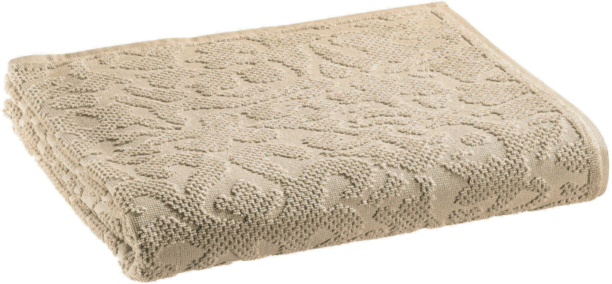 asciugamano doccia gilda perla, colore perla, taglia 70 x 130. asciugamano piegato su sfondo neutro per una visione pulita del prodotto