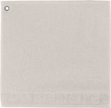 asciugamano occhiello curl lino, colore lino, taglia 50 x 50. asciugamano con occhiello piegato su sfondo bianco per una visione dettagliata