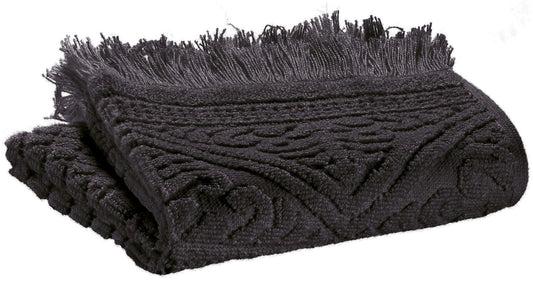 asciugamano ospite zoe carbone, colore carbone, taglia 30 x 50. asciugamano ospite piegato elegantemente su fondo neutro