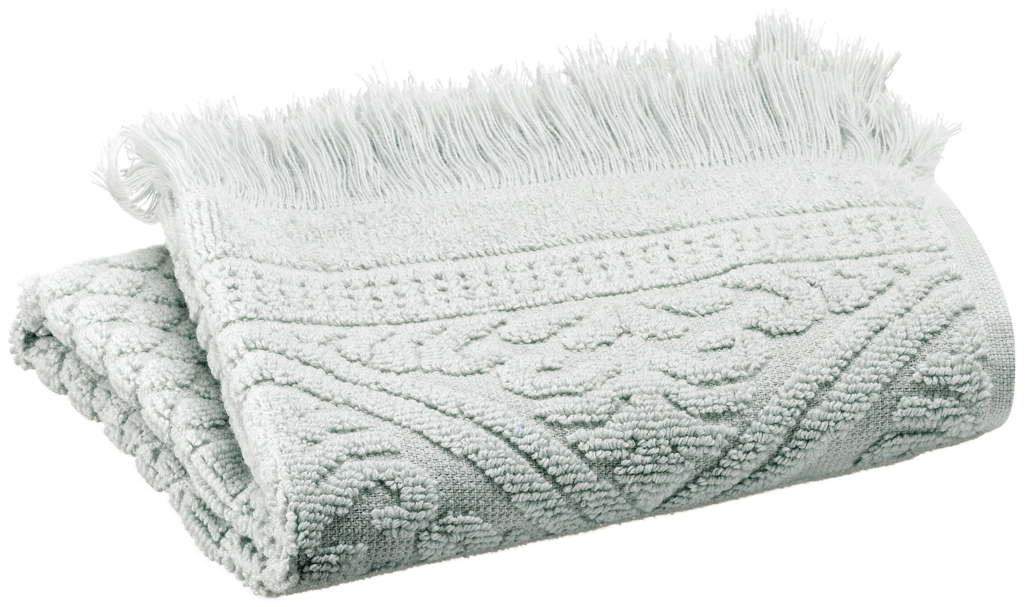 asciugamano ospite zoe giada, colore giada, taglia 30 x 50. asciugamano ospite piegato elegantemente su fondo neutro