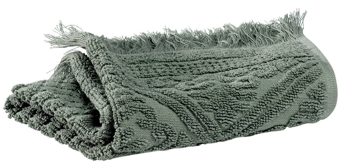 asciugamano ospite zoe timo, colore timo, taglia 30 x 50. asciugamano ospite piegato elegantemente su fondo neutro