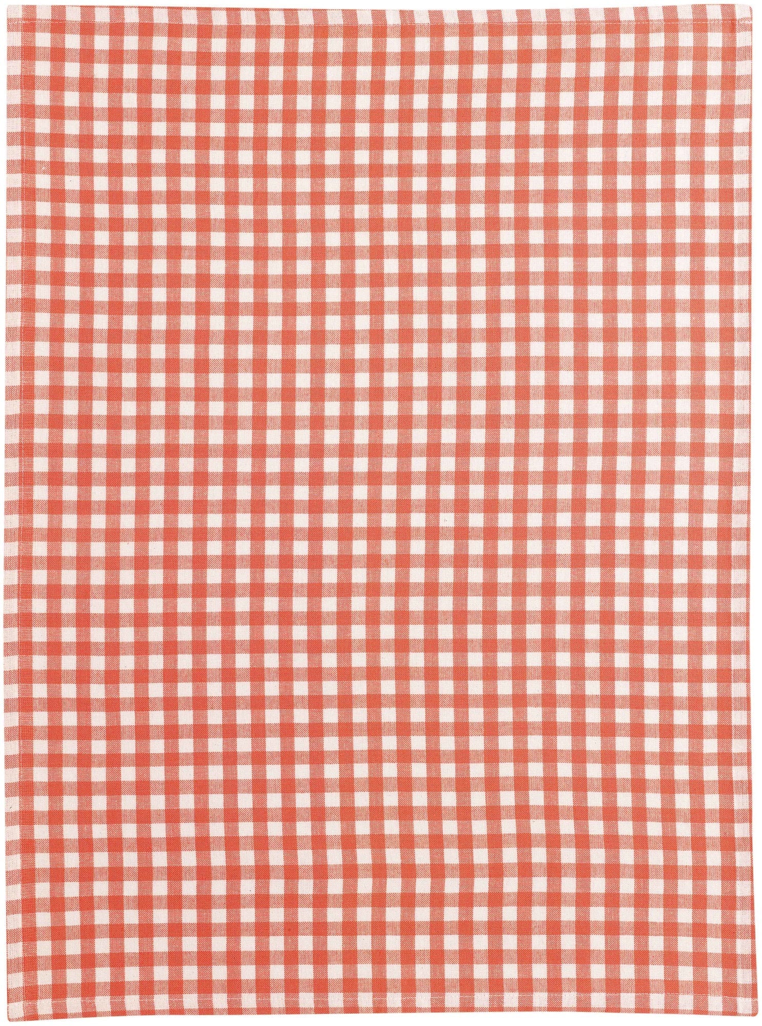 strofinaccio riciclato vichy pesca, colore pesca, taglia 50 x 70. asciugamano piegato su sfondo neutro per una visione pulita del prodotto