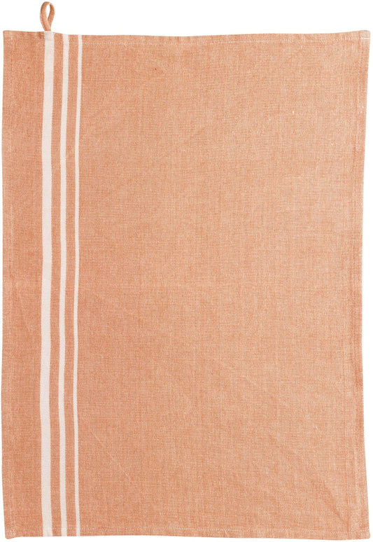 strofinaccio riciclato rib terracotta, colore terracotta, taglia 50 x 70. asciugamano piegato su sfondo neutro per una visione pulita del prodotto