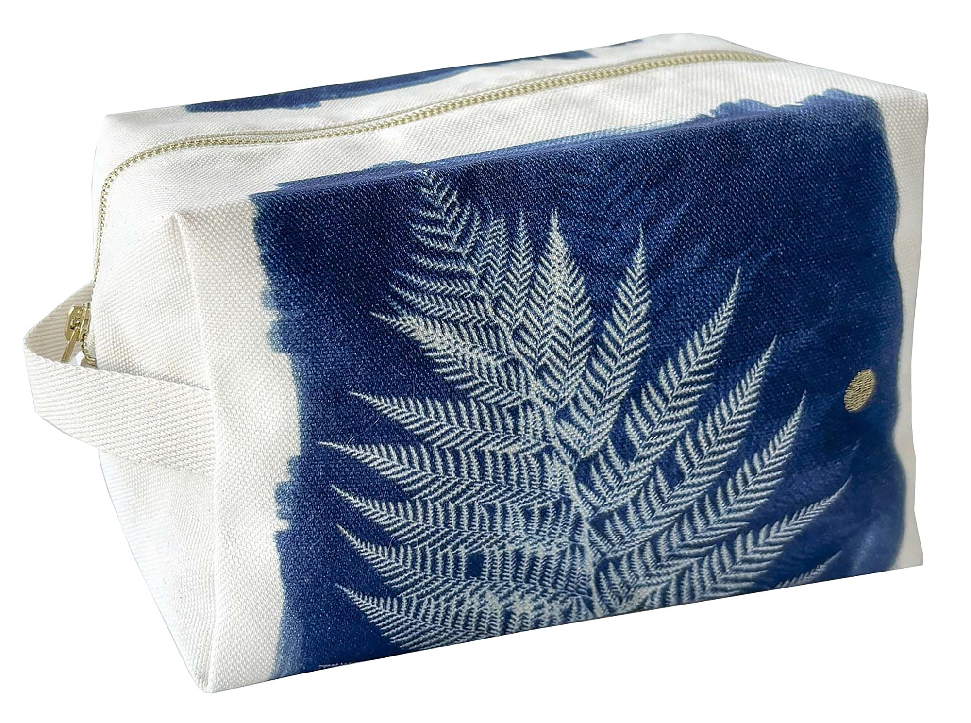 astuccio cubo fougere blu, colore blu, taglia 22 x 14 x 10,5. dettaglio del prodotto da bagno