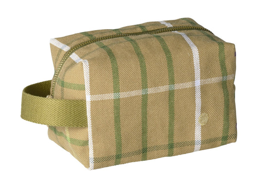 trousse cubo scotty marrone, colore marrone, taglia 15,5 x 10 x 10. dettaglio del prodotto da bagno