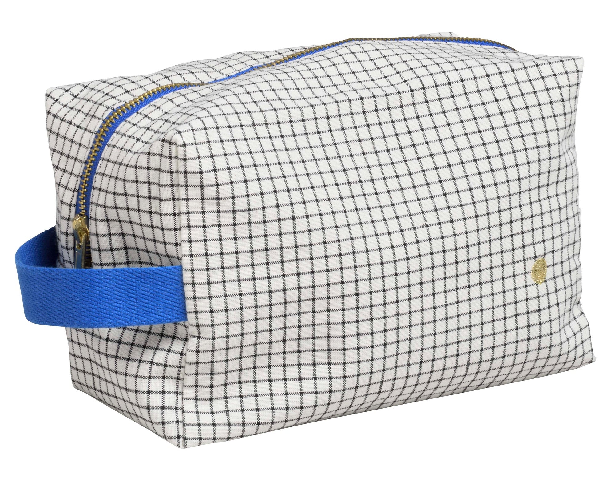 trousse cubo stylo blu, colore blu, taglia 14 x 22 x 11. dettaglio del prodotto da bagno