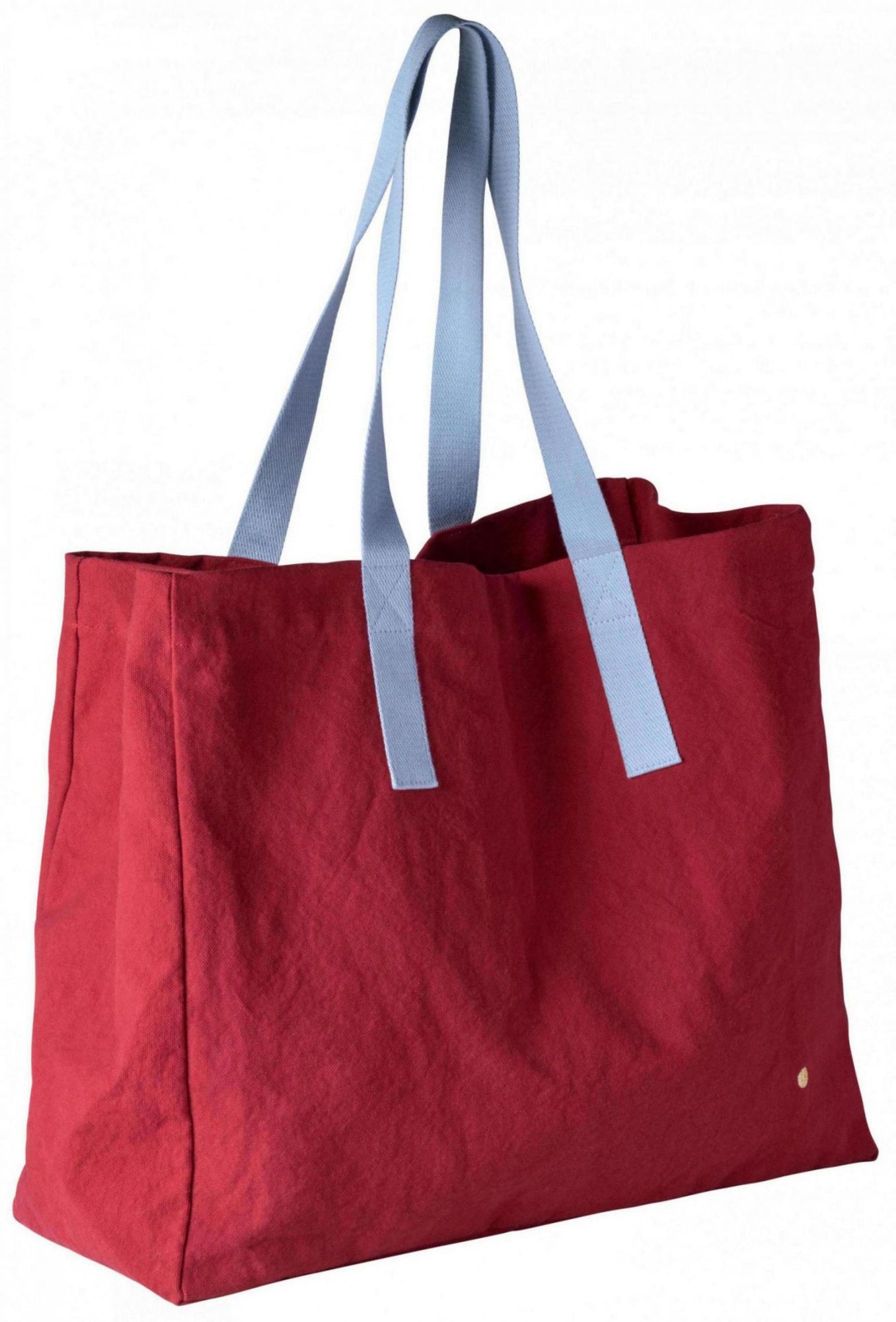 borsa shopper iona ciliegia, colore ciliegia, taglia 38 x 46 x 18. vista frontale della borsa shopping in tessuto ecologico su sfondo neutro