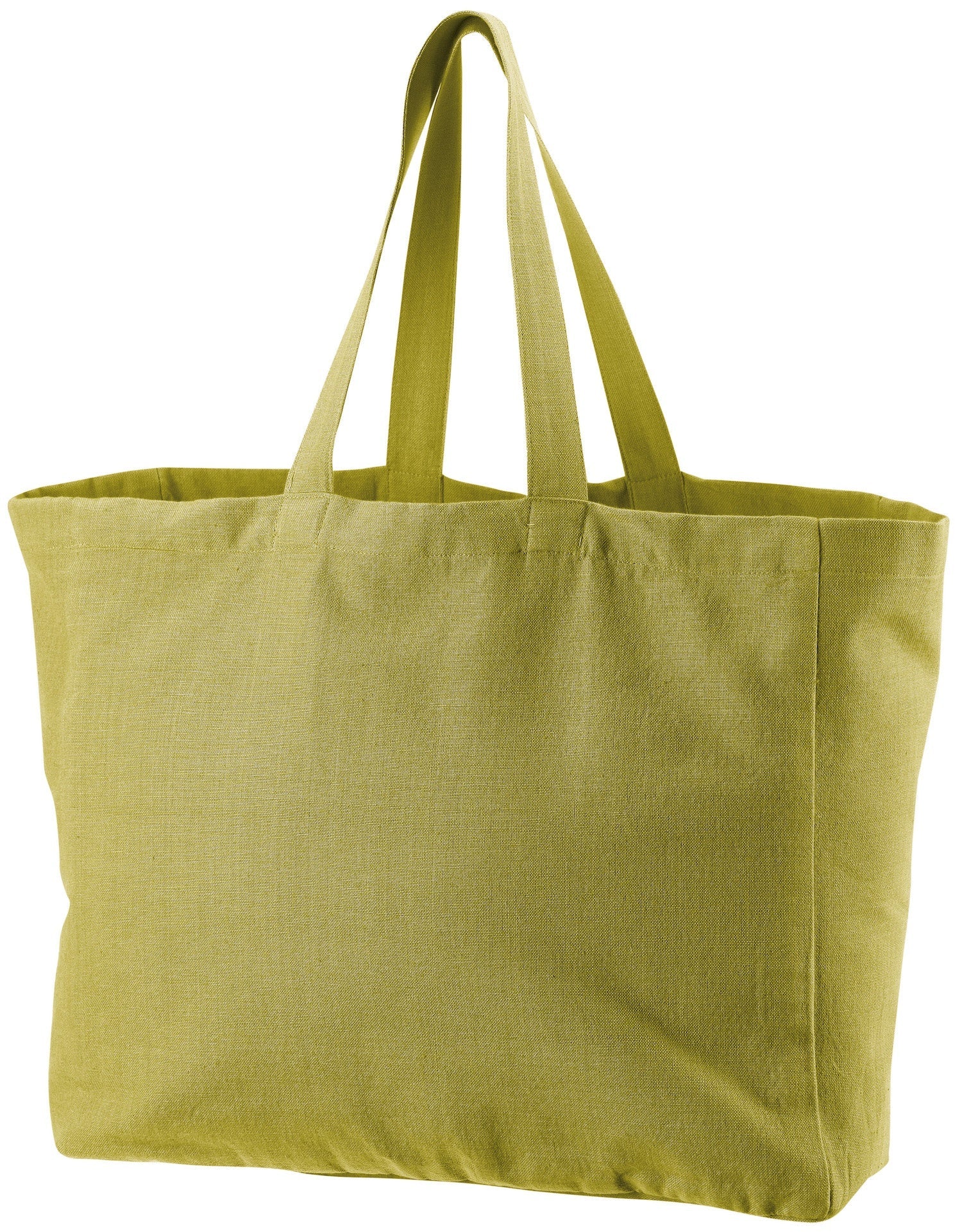 borsa shopping riciclata grace verde giardino, colore verde giardino, taglia 35 x 40 x 15. vista frontale della borsa shopping in tessuto ecologico su sfondo neutro