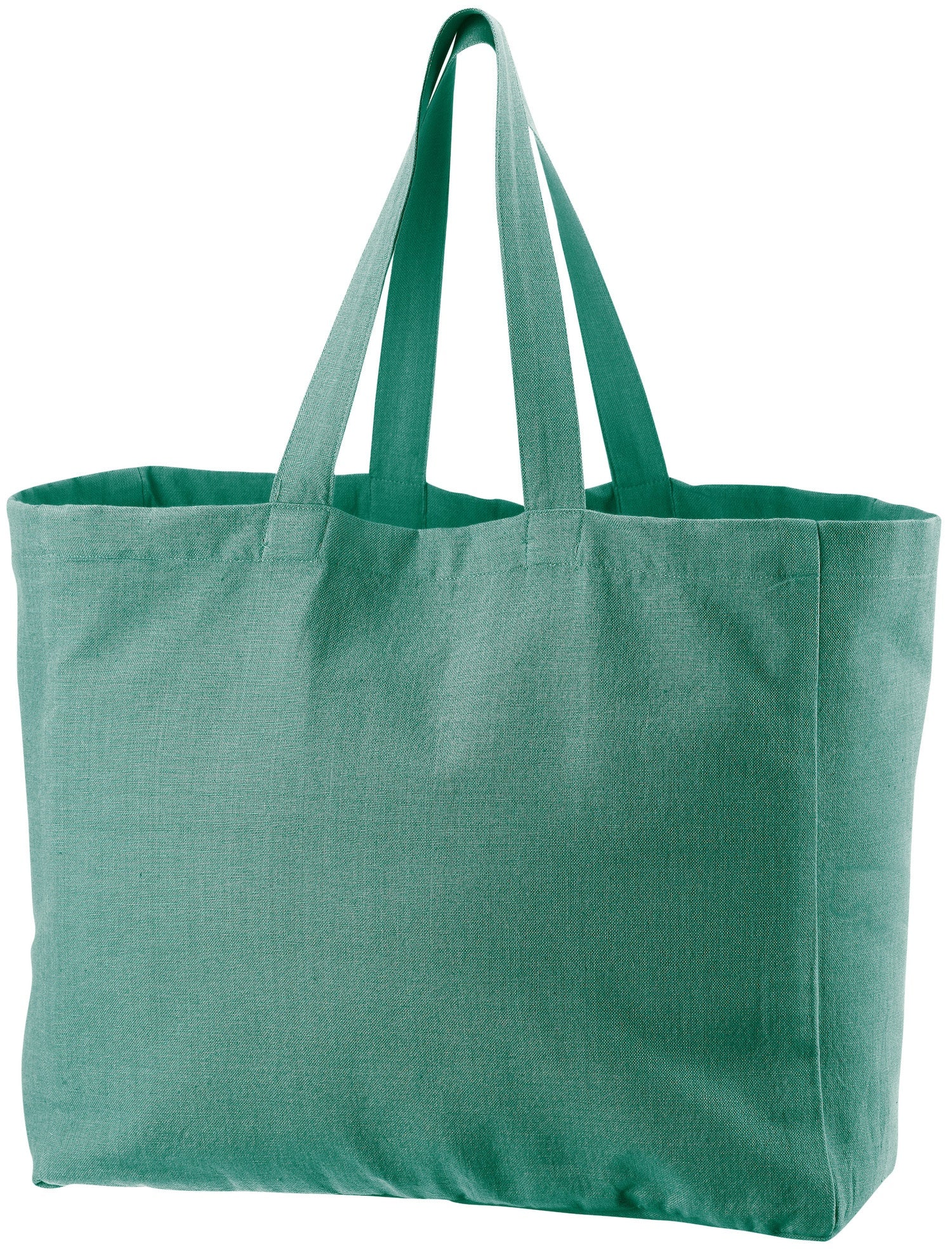 borsa shopping riciclata grace pavone, colore pavone, taglia 35 x 40 x 15. vista frontale della borsa shopping in tessuto ecologico su sfondo neutro