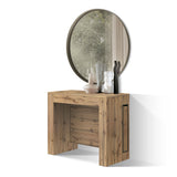 consolle gaiole in legno, finitura rovere rustico 90×45 cm allungabile a 90×295 cm, consolle allungabile vista frontale,...