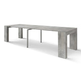 consolle allungabile lerici effetto grigio cemento 90×45 cm – 90×300, consolle aperta mostrata in ambiente sala da pranzo