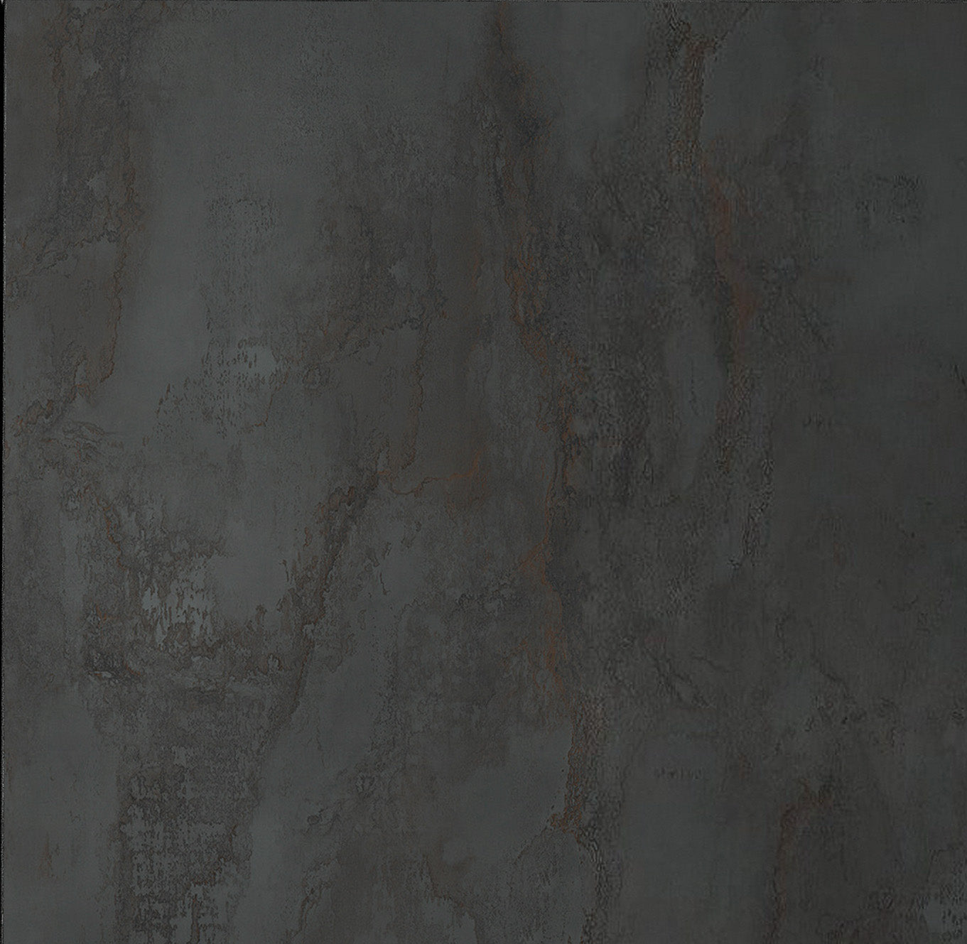 credenza favignana in legno, finitura in acciaio ossidato, piano effetto marmo statuario, 200×50 cm, vista laterale per...