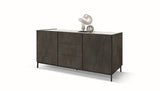 credenza pietrasanta in legno, finitura in acciaio ossidato, piano effetto marmo statuario, 200×50 cm, credenza in legno...