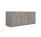 credenza favignana in legno, finitura in grigio cemento, piano effetto marmo statuario, 200×50 cm, credenza in legno vista...