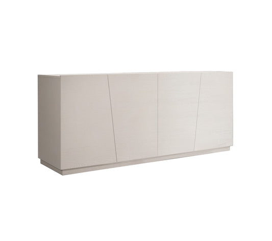 credenza gorgona in legno, finitura in bianco frassinato, 180×50 cm, credenza in legno vista frontale, perfetta per...