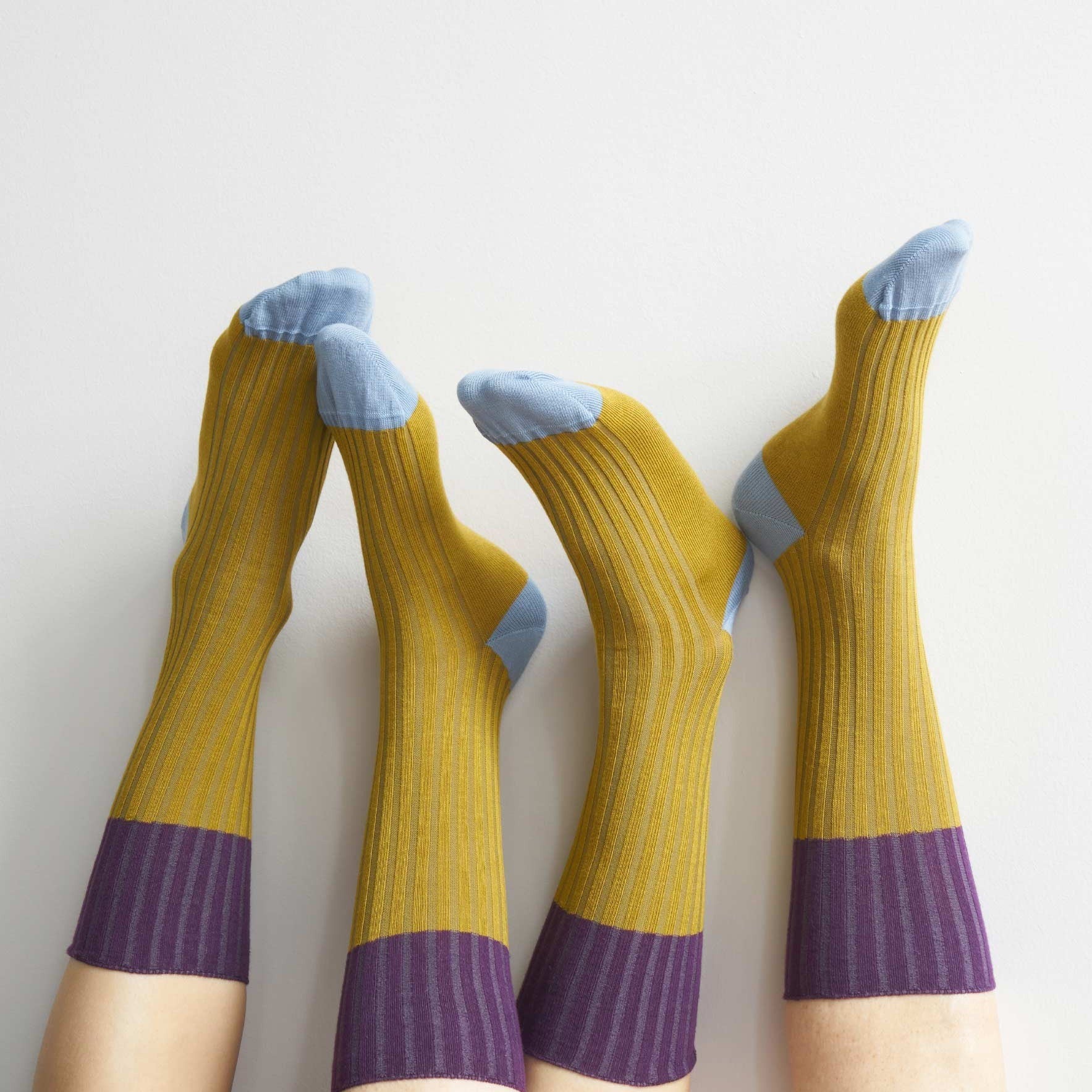 calzini yvette giallo, colore giallo, taglia 42/45. calzini in cotone biologico per un benessere quotidiano e sostenibile