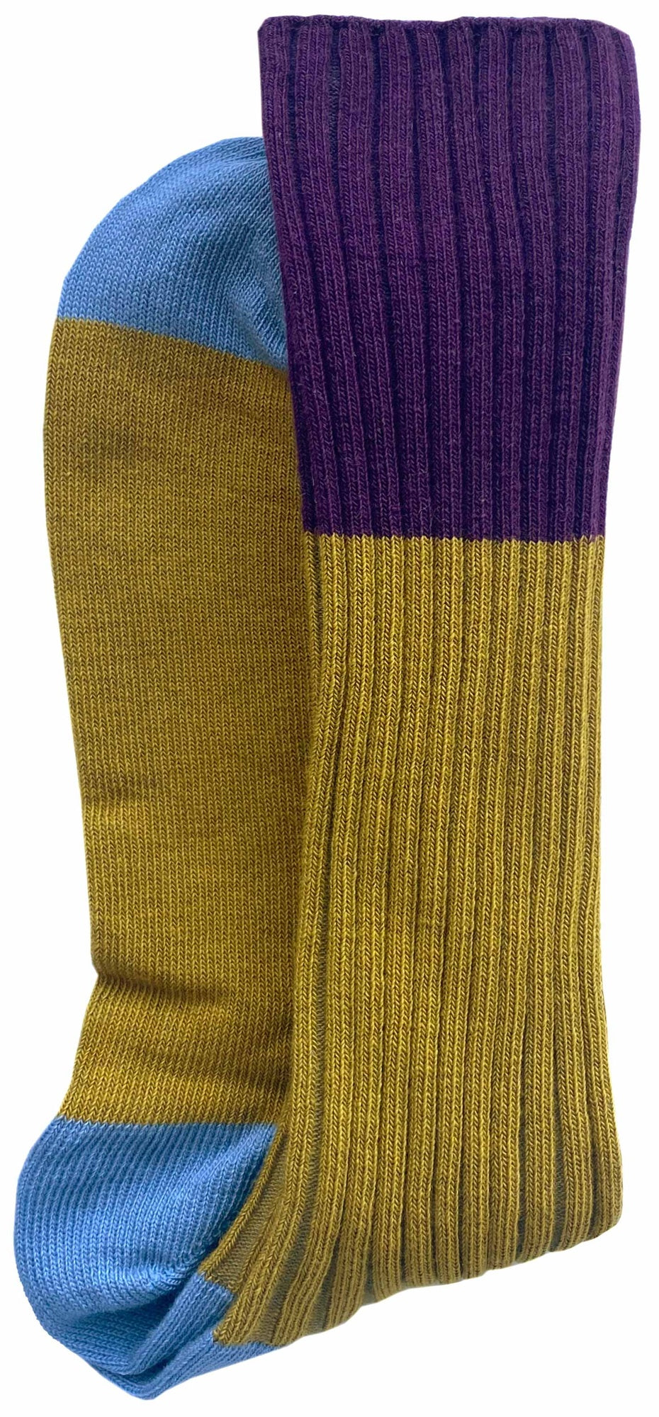 calzini yvette giallo, colore giallo, taglia 39/41. paio di calzini ecosostenibili piegati su sfondo neutro per evidenziare il tessuto naturale