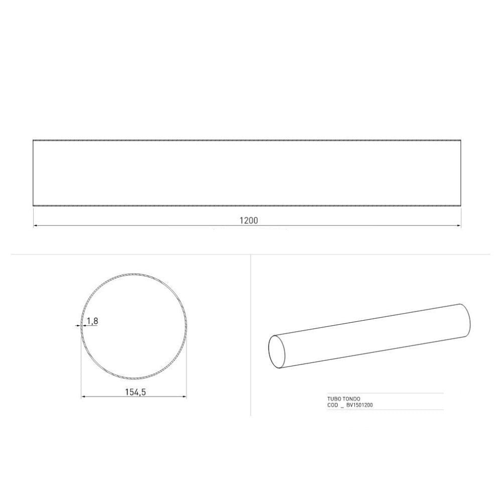 tubo tondo per cappe bv1501200 diametro 150mm 1,2 mt, cappa installata sopra piano cottura, integrata nell’ambiente