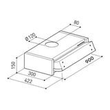 samet cappa da incasso estraibile90, dettaglio della struttura in acciaio o vetro