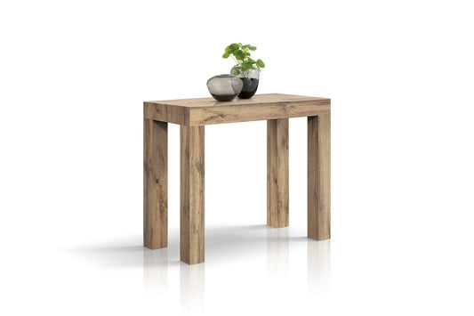 consolle allungabile viareggio effetto rovere 90×45 cm – 90×300, consolle allungabile vista frontale, perfetta per spazi...