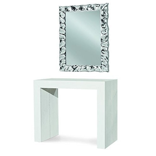 consolle allungabile ponza bianco consumato 90×45 cm – 90×295 cm, consolle allungabile vista frontale, perfetta per spazi...