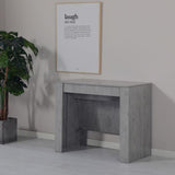 consolle allungabile ofelia colore grigio cemento, consolle aperta mostrata in ambiente sala da pranzo