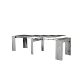 consolle allungabile ofelia colore grigio cemento, ambiente moderno arredato con consolle multifunzione