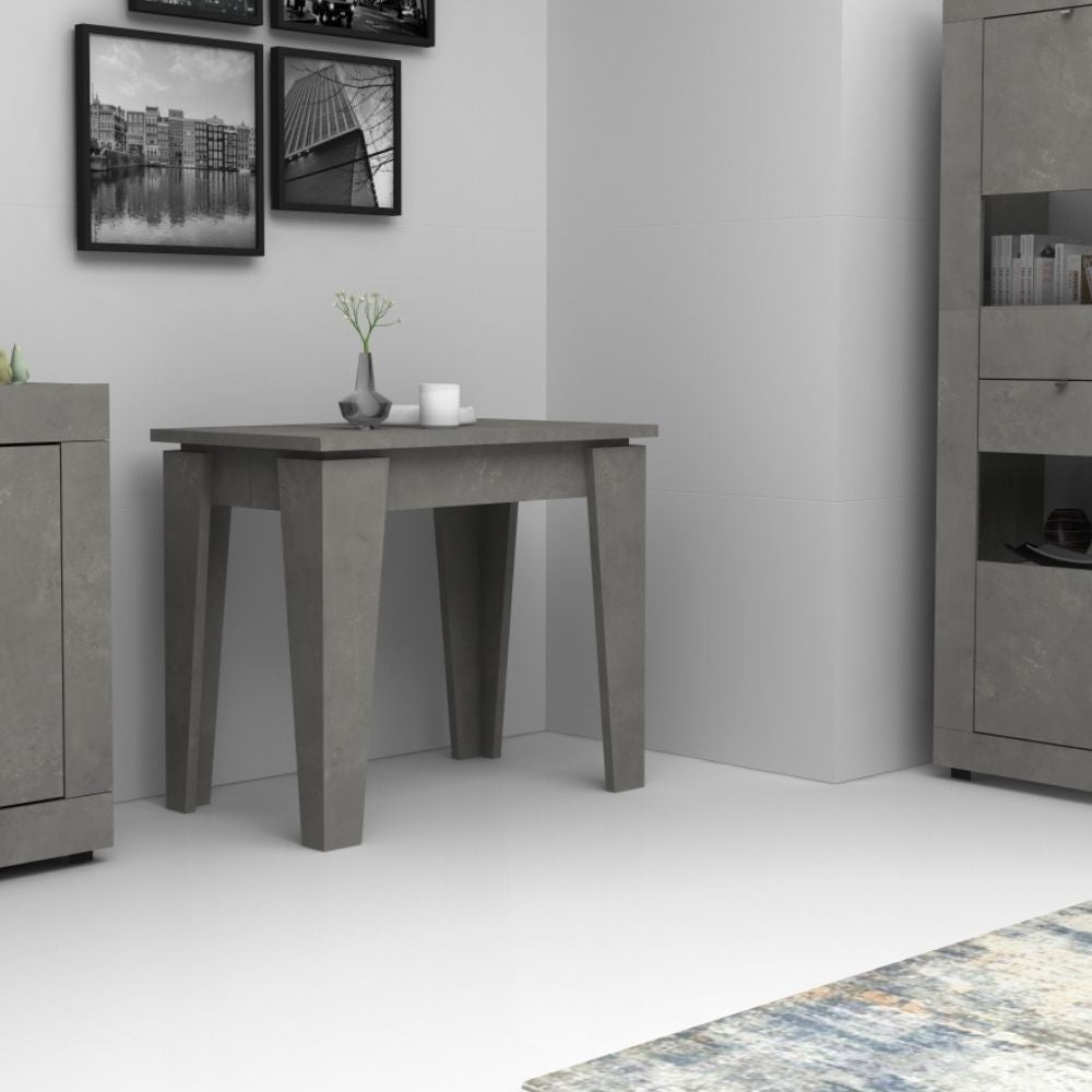 consolle allungabile natron cemento 50x90 cm, consolle allungabile vista frontale, perfetta per spazi piccoli e moderni