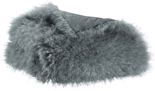 plaid betani ardesia, colore ardesia, taglia 130 x 160. vista frontale della coperta piegata su sfondo bianco