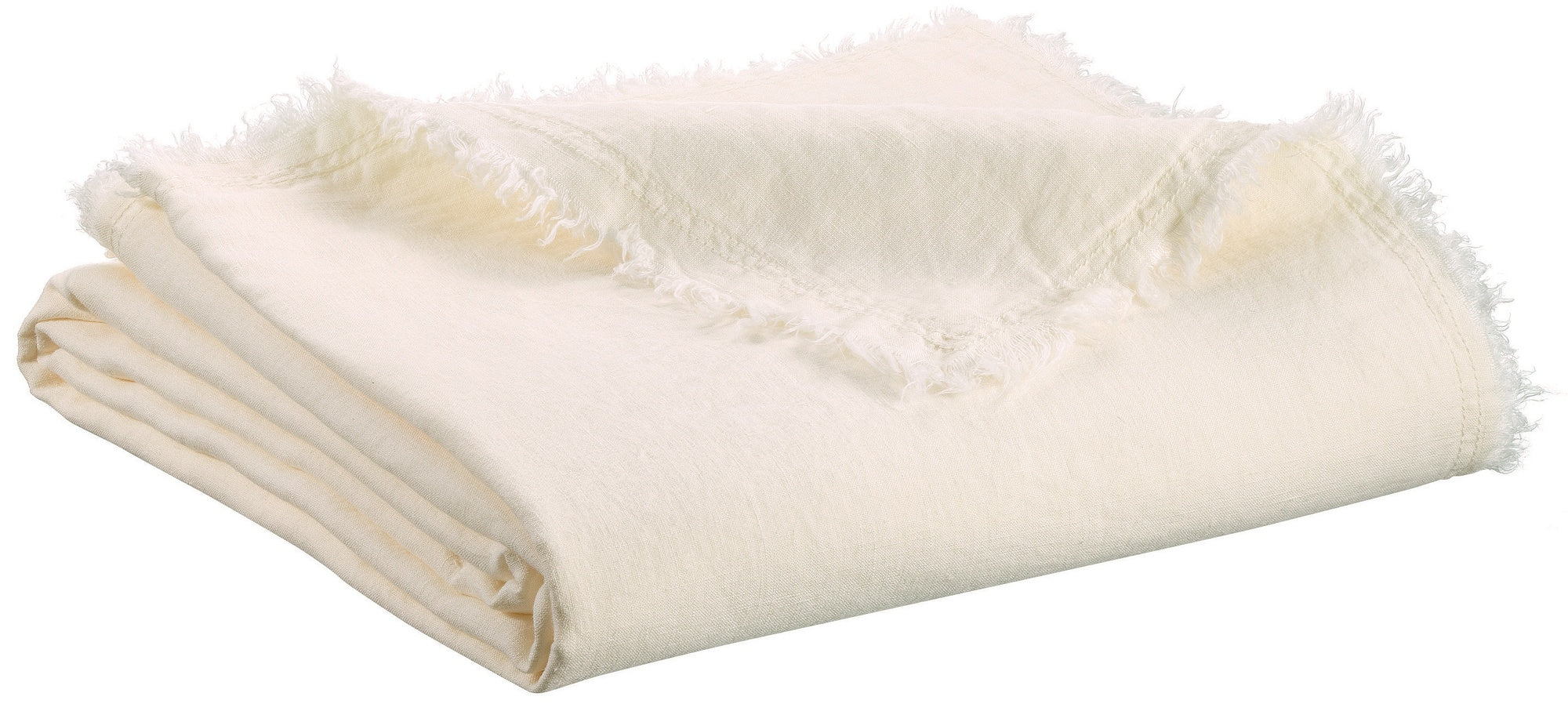 plaid zeff nomade gesso, colore gesso, taglia 130 x 180. vista frontale della coperta piegata su sfondo bianco